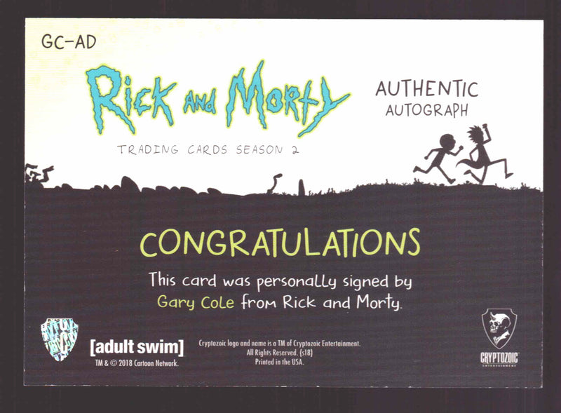 2019 Rick and Morty Season 2 GC-AD Gary Cole as Alien Doctor Autograph Card   - TvMovieCards.com