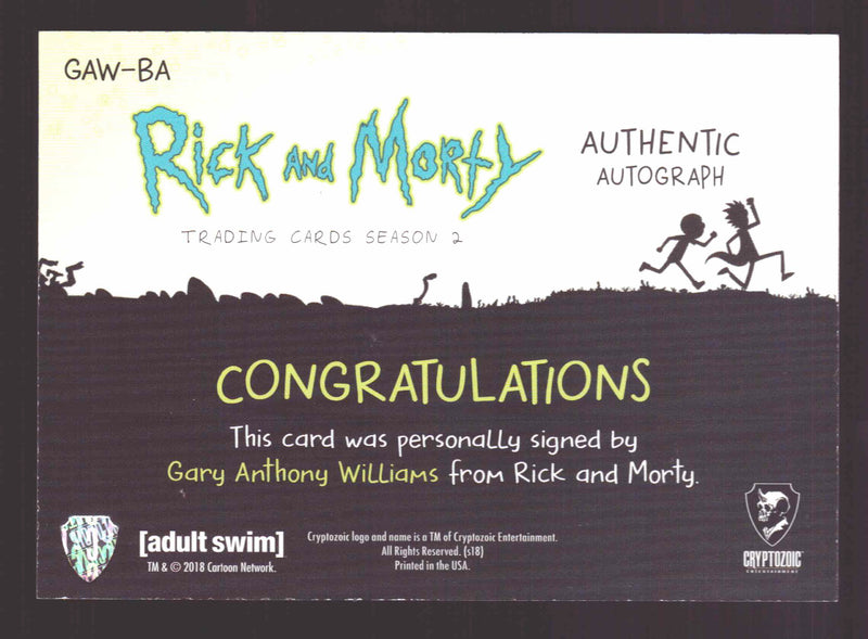 2019 Rick and Morty Season 2 Gary Anthony Williams Business Alien Autograph Card   - TvMovieCards.com