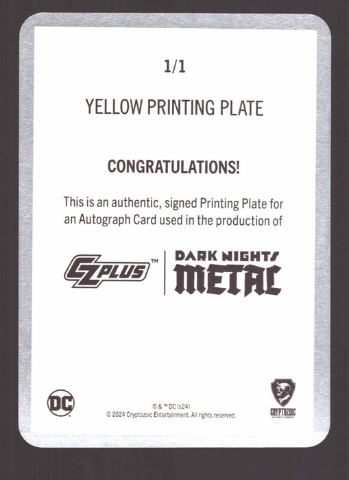 2024 CZX Dark Nights Metal Printing Plate Autograph Card Scott Synder / Jim Lee