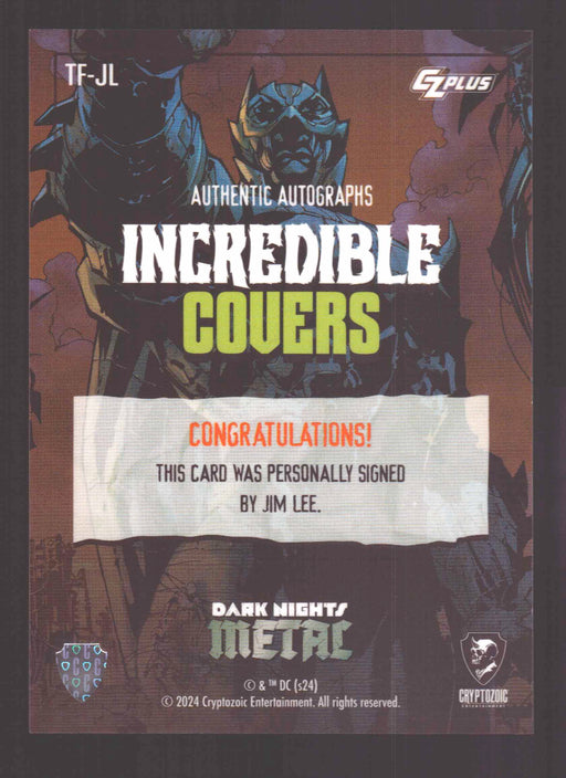 2024 CZX Dark Nights Metal Autograph Card Jim Lee TF-JL Incredible Covers - TvMovieCards.com