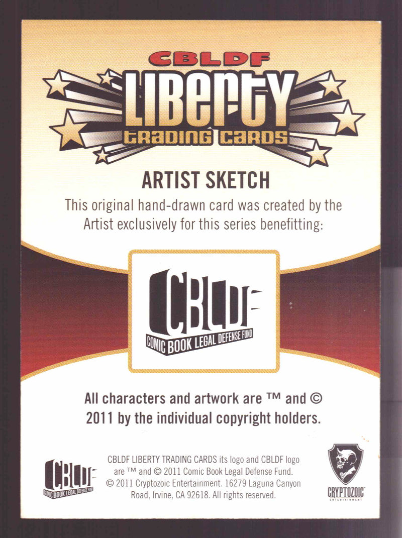 2011 Cryptozoic CBLDF Liberty Artist Sketch Card by Remy "Eisu" Mokhtar - TvMovieCards.com