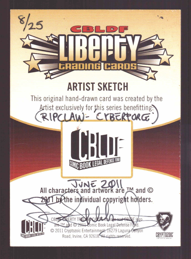 2011 Cryptozoic CBLDF Liberty Artist Sketch Card by Larry 'Slickaway' Schlekewy   - TvMovieCards.com
