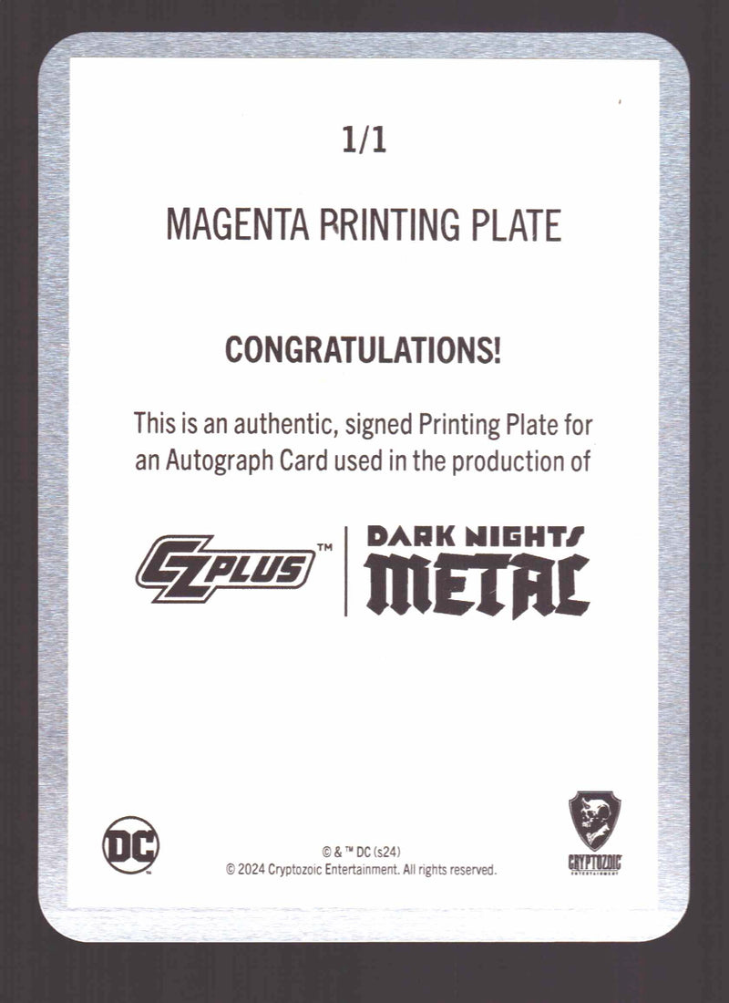 2024 CZX Dark Nights Metal Printing Plate Autograph Card Scott Synder / Jim Lee - TvMovieCards.com