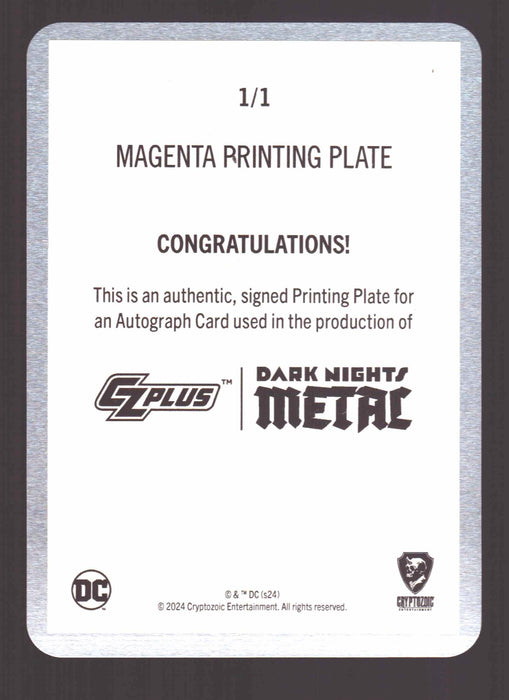 2024 CZX Dark Nights Metal Printing Plate Autograph Card Scott Synder / Jim Lee