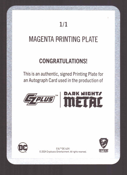 2024 CZX Dark Nights Metal Printing Plate Autograph Card Scott Synder / Jim Lee - TvMovieCards.com