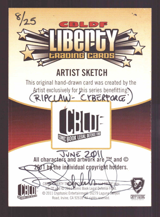 2011 Cryptozoic CBLDF Liberty Artist Sketch Card by Larry 'Slickaway' Schlekewy   - TvMovieCards.com