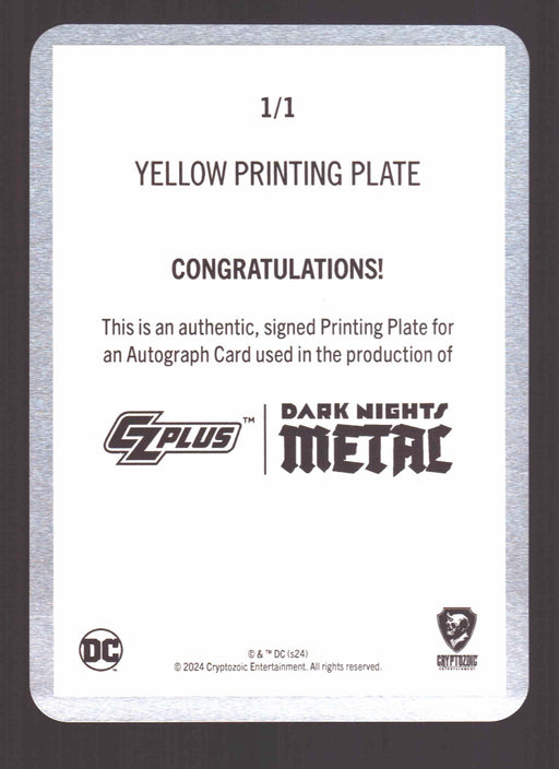 2024 CZX Dark Nights Metal Printing Plate Autograph Card Scott Williams / Jim Le - TvMovieCards.com