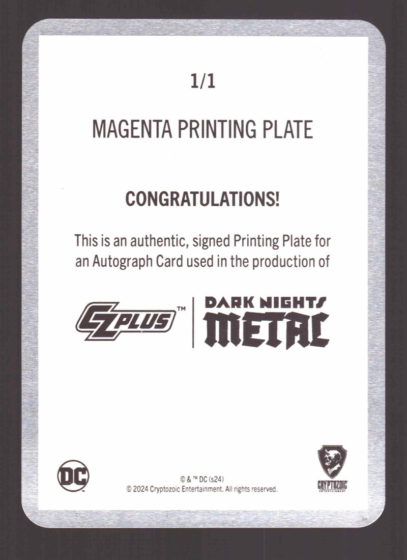 2024 CZX Dark Nights Metal Printing Plate Autograph Card Tynion IV / John Ramita - TvMovieCards.com