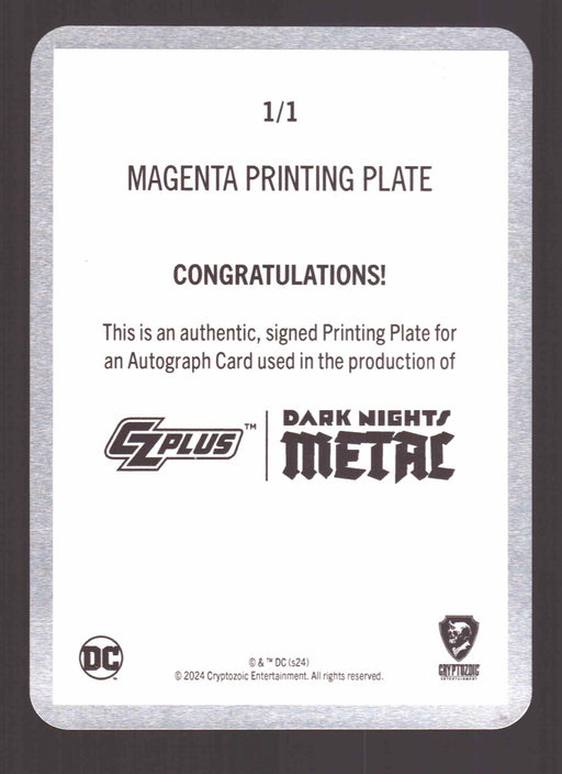 2024 CZX Dark Nights Metal Printing Plate Autograph Card Tynion IV / John Ramita - TvMovieCards.com