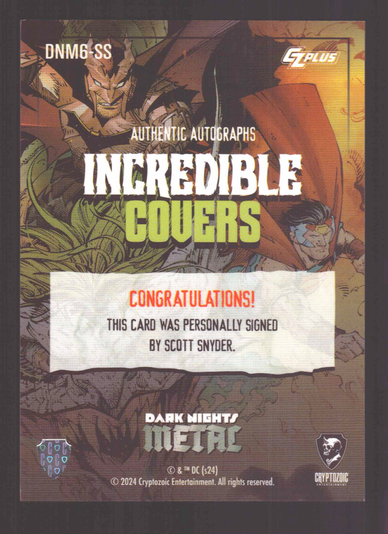 2024 CZX Dark Nights Metal Autograph Card Scott Snyder DNM6-SS Incredible Covers - TvMovieCards.com