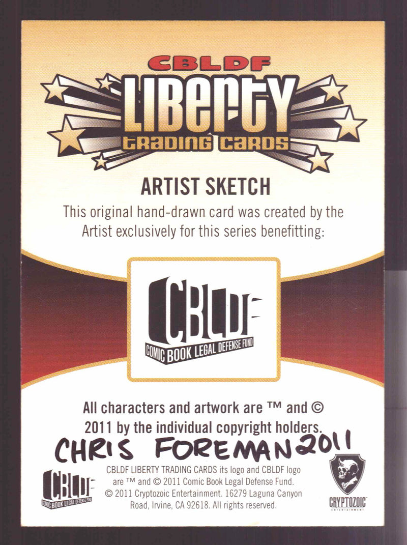 2011 Cryptozoic CBLDF Liberty Artist Sketch Card Bone by Chris Foreman - TvMovieCards.com