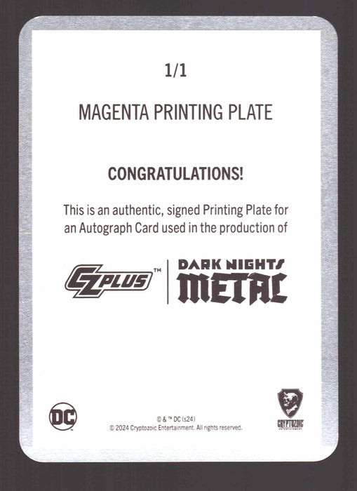 2024 CZX Dark Nights Metal Printing Plate Autograph Card Scott Snyder / Greg Capullo