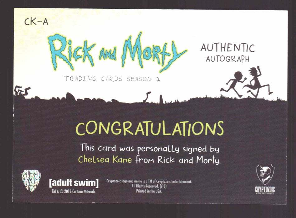 2019 Rick and Morty Season 2 CK-A Chelsea Kane as Arthricia Autograph Card   - TvMovieCards.com