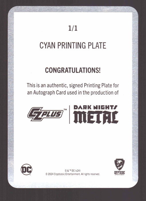 2024 CZX Dark Nights Metal Printing Plate Autograph Card Greg Capullo / Jonathan Glapion