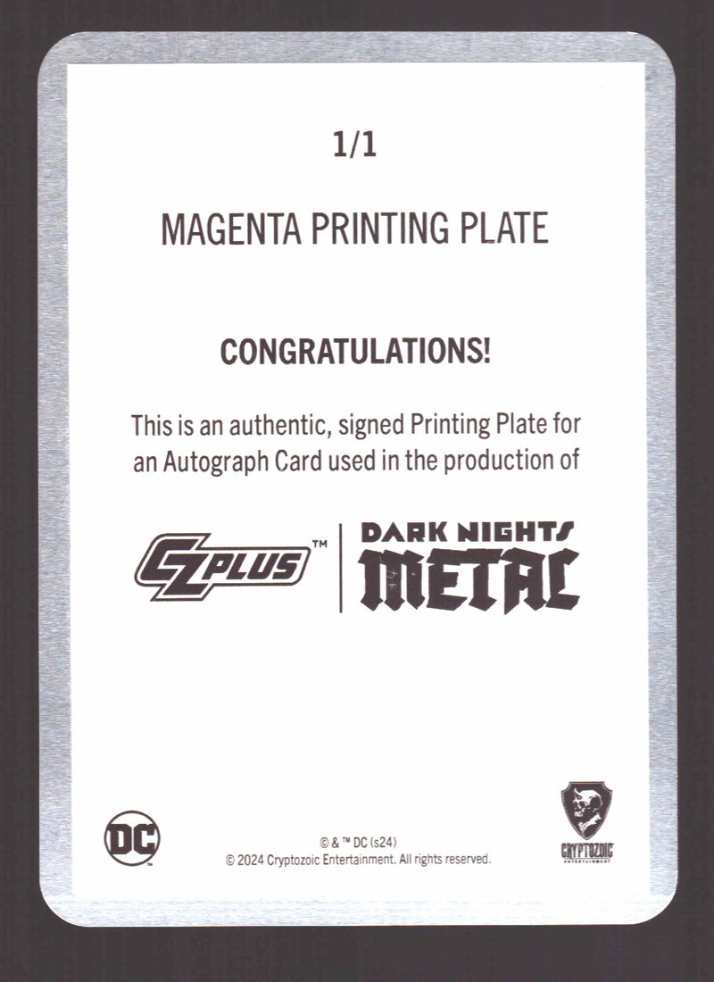 2024 CZX Dark Nights Metal Printing Plate Autograph Card Scott Snyder / Greg Cap - TvMovieCards.com