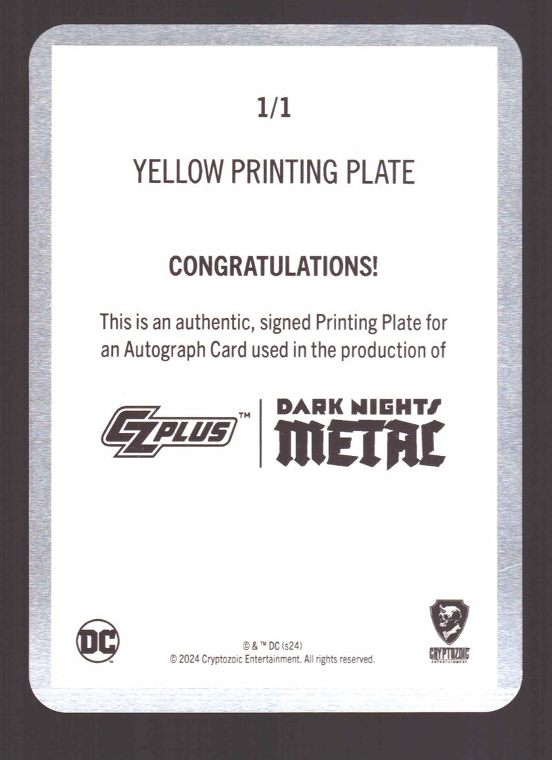 2024 CZX Dark Nights Metal Printing Plate Autograph Card Greg Capullo / J Glapio - TvMovieCards.com