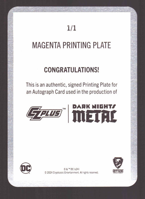 2024 CZX Dark Nights Metal Printing Plate Autograph Card Scott Snyder / Greg Capullo