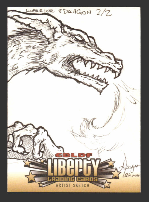 2011 CBLDF Liberty Artist Sketch Card Alayna Lemmer 2 Panel Warrior & Dragon   - TvMovieCards.com