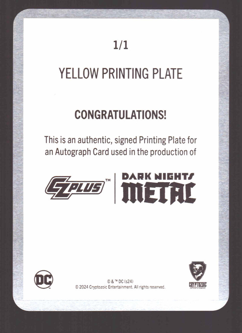 2024 CZX Dark Nights Metal Printing Plate Autograph Card Greg Capullo / J Glapio - TvMovieCards.com