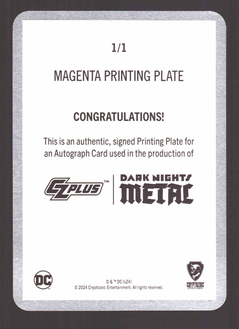2024 CZX Dark Nights Metal Printing Plate Autograph Card Scott Snyder / Greg Cap - TvMovieCards.com