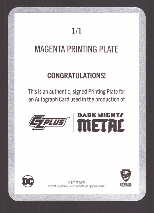 2024 CZX Dark Nights Metal Printing Plate Autograph Card Scott Snyder / Greg Capullo