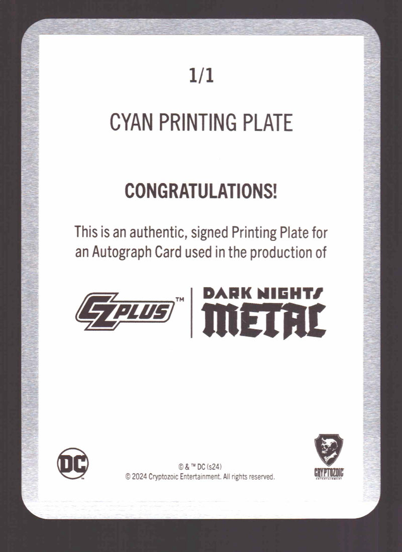 2024 CZX Dark Nights Metal Printing Plate Autograph Card Greg Capullo / J Glapio - TvMovieCards.com