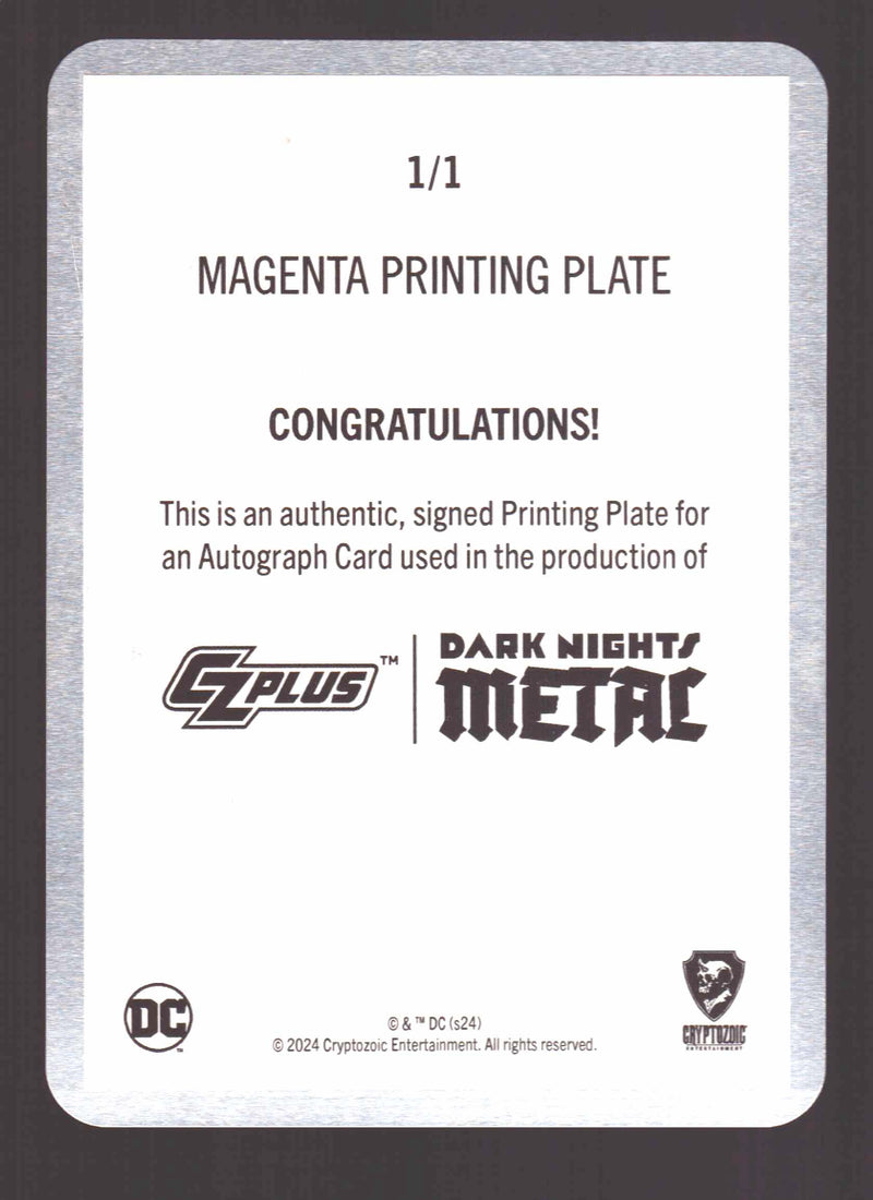 2024 CZX Dark Nights Metal Printing Plate Autograph Card Peter J Tomasi / Manapu - TvMovieCards.com