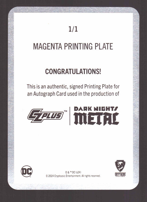 2024 CZX Dark Nights Metal Printing Plate Autograph Card Peter J Tomasi / Manapul
