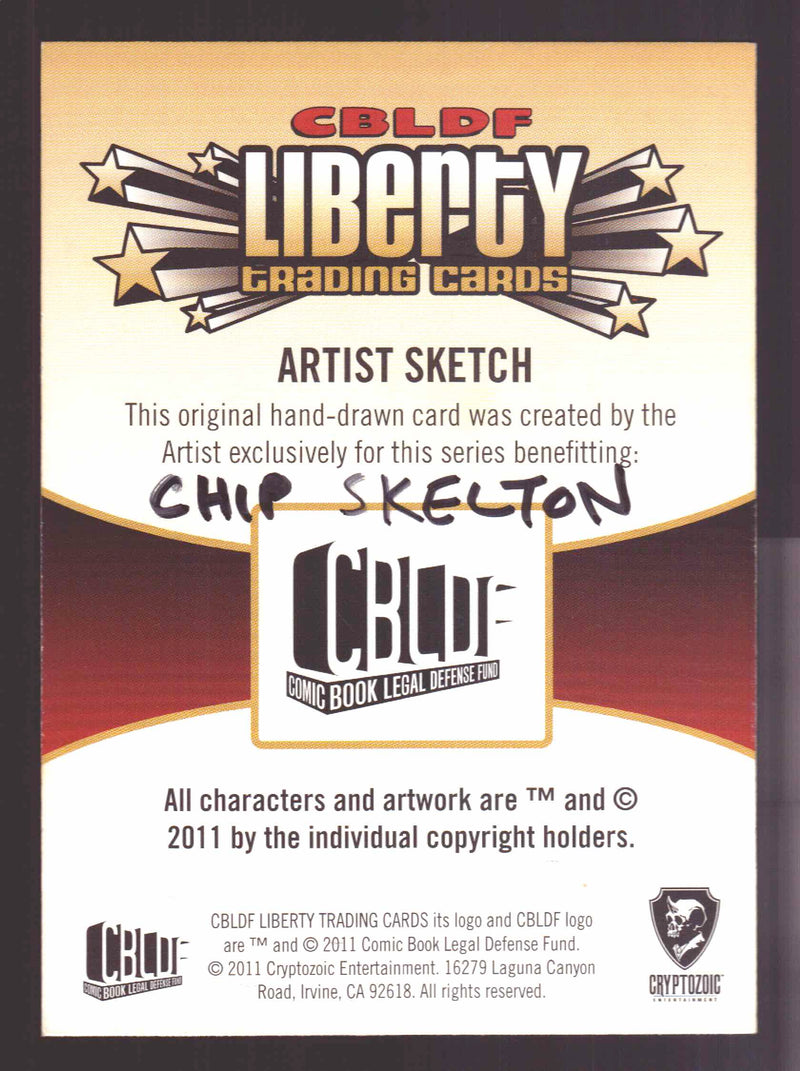 2011 Cryptozoic CBLDF Liberty Artist Sketch Card by Chip Skelton - TvMovieCards.com