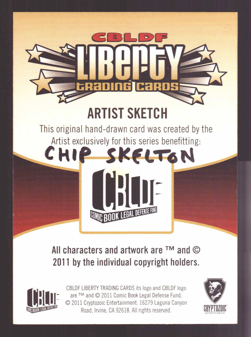 2011 Cryptozoic CBLDF Liberty Artist Sketch Card by Chip Skelton - TvMovieCards.com