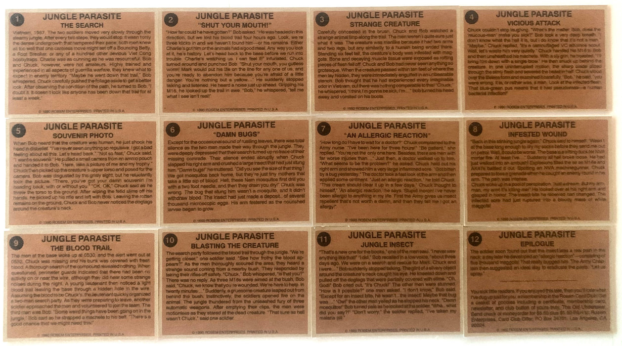 1990 Jungle Parasite 12-Card Set Rosem Midnight Madness Horror Comic Art Set Rare - TvMovieCards.com