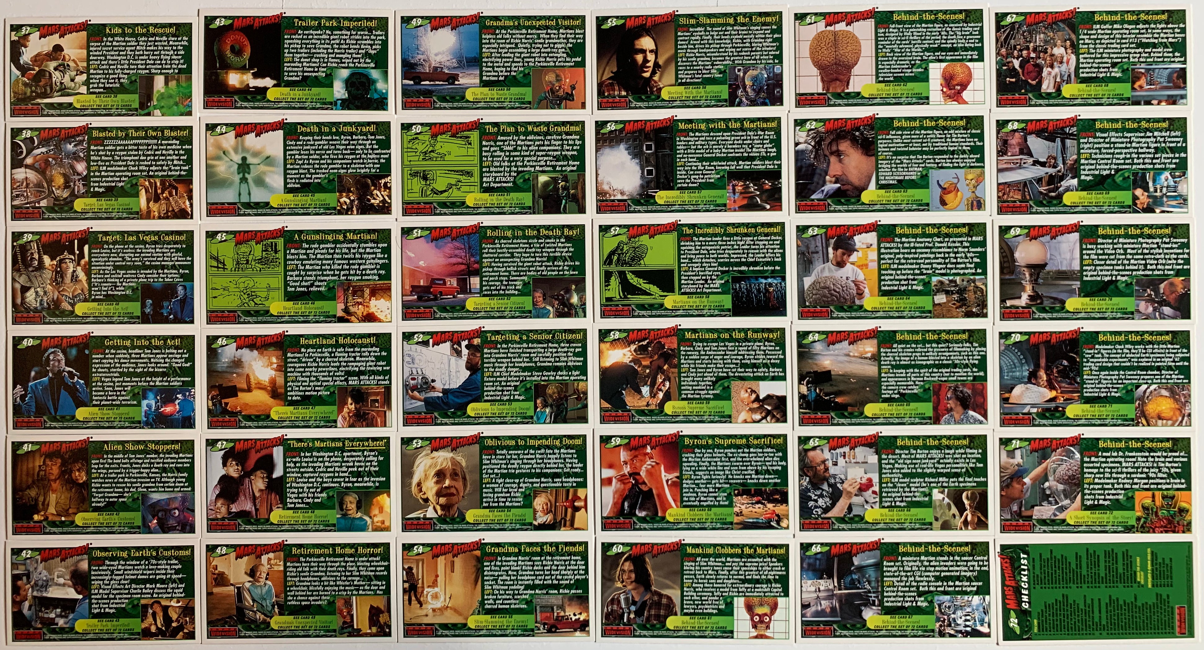 1996 Mars Attacks Movie Widevision Trading Card Set 72 Cards Topps
