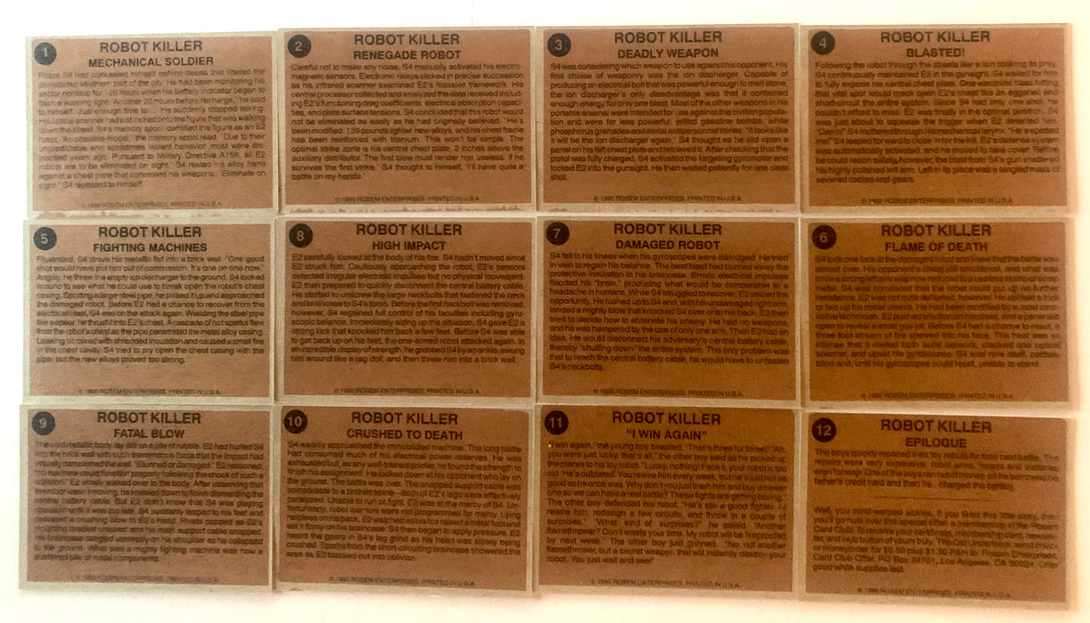 1990 Robot Killer 12 Card Set Rosem Midnight Madness Horror Comic Art Set - TvMovieCards.com