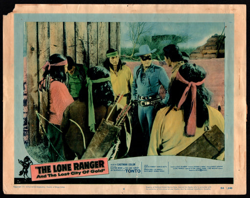 1958 Lone Ranger and the Lost City of Gold #4 Lobby Card 11x14 Clayton Moore - TvMovieCards.com