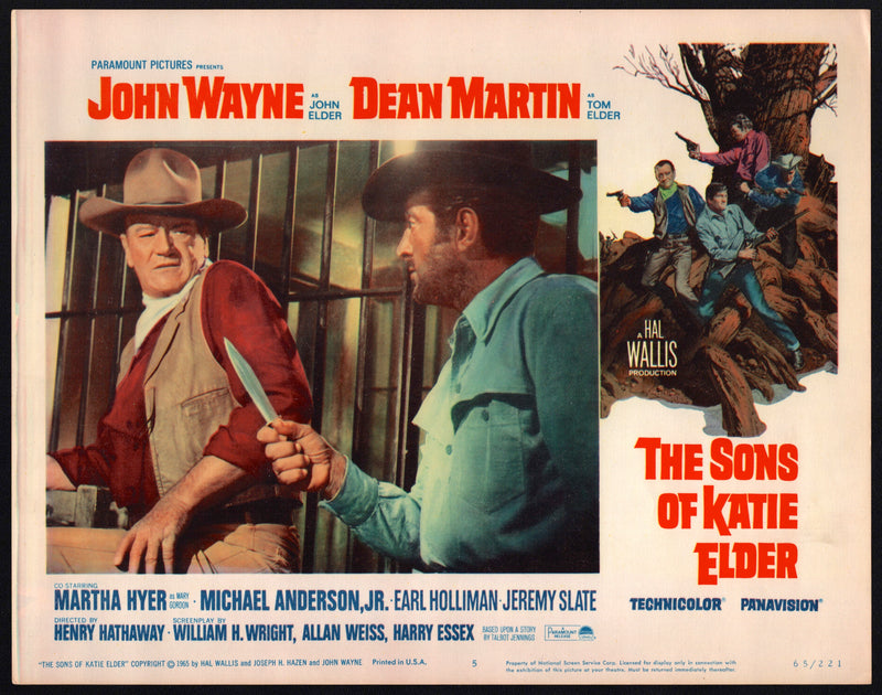 1965 The Sons of Katie Elder #5 Lobby Card 11x14 John Wayne Dean Martin Martha H - TvMovieCards.com