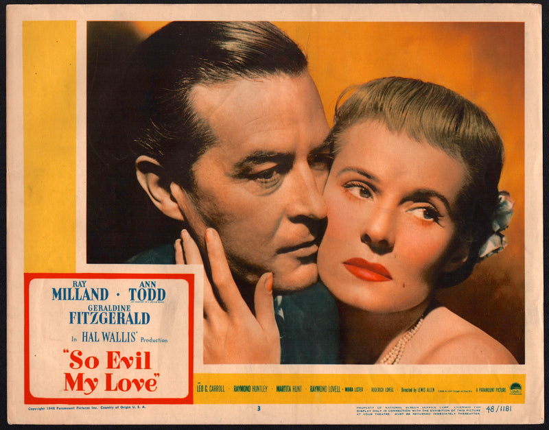 1948 So Evil My Love #3 Lobby Card 11x14 Ray Milland Ann Todd - TvMovieCards.com