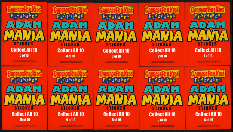 2011 Garbage Pail Kids Flashback Series 2 Adam Mania Green 10 Card Set - TvMovieCards.com