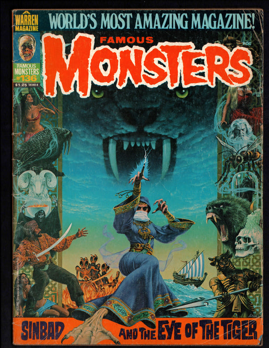 1977 Famous Monsters of Filmland Magazine #136 Sin Bad and The Eye of The Tiger - TvMovieCards.com