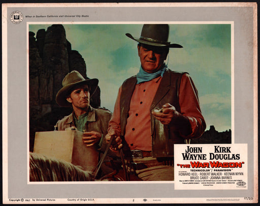 1967 The War Wagon #2 Lobby Card 11x14 John Wayne Kirk Douglas Howard Keel - TvMovieCards.com