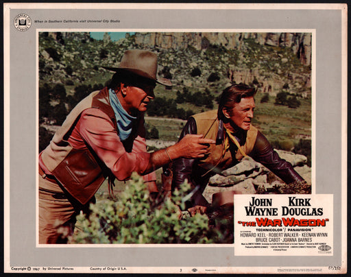 1967 The War Wagon #3 Lobby Card 11x14 John Wayne Kirk Douglas Howard Keel - TvMovieCards.com