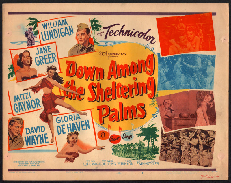 1952 Down Among the Sheltering Palms #1 Lobby Card 11x14 Mitzi Gaynor - TvMovieCards.com