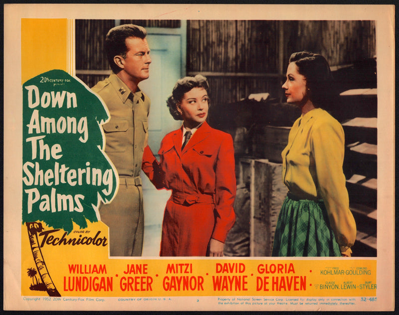 1952 Down Among the Sheltering Palms #3 Lobby Card 11x14 Mitzi Gaynor - TvMovieCards.com