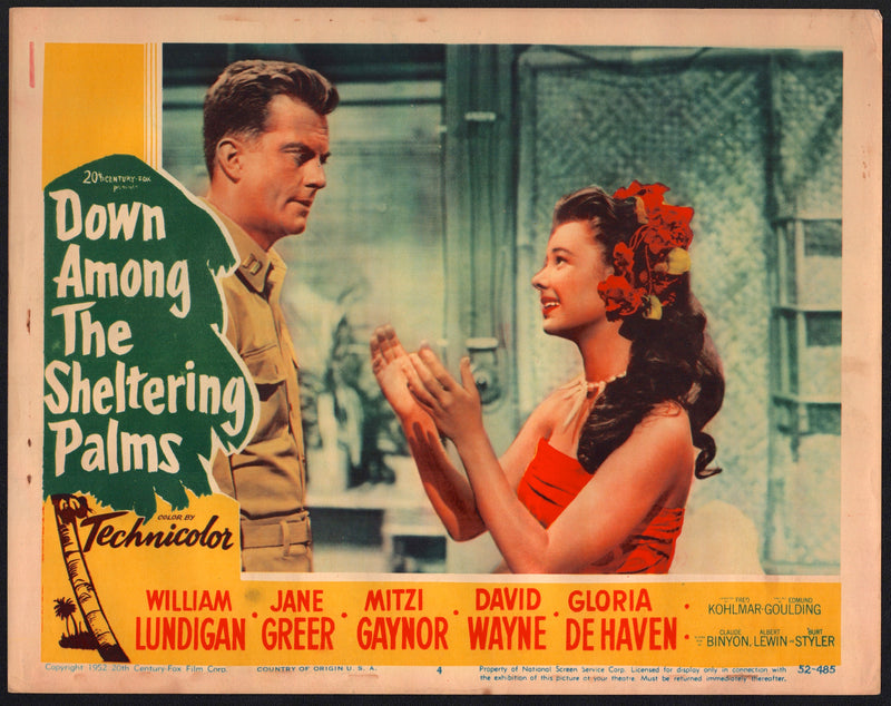 1952 Down Among the Sheltering Palms #4 Lobby Card 11x14 Mitzi Gaynor - TvMovieCards.com