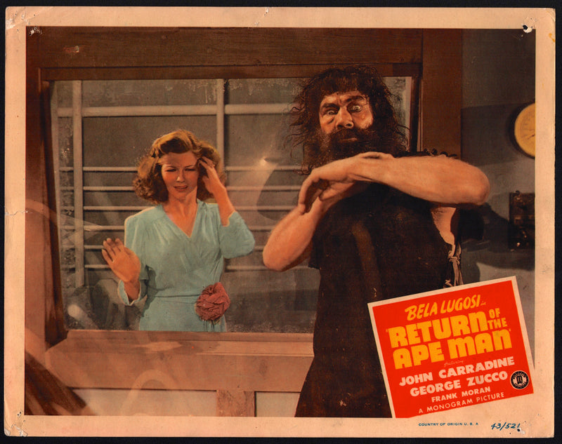 1944 Return of the Ape Man Lobby Card 11x14 Bela Lugosi John Carradine George Zu - TvMovieCards.com