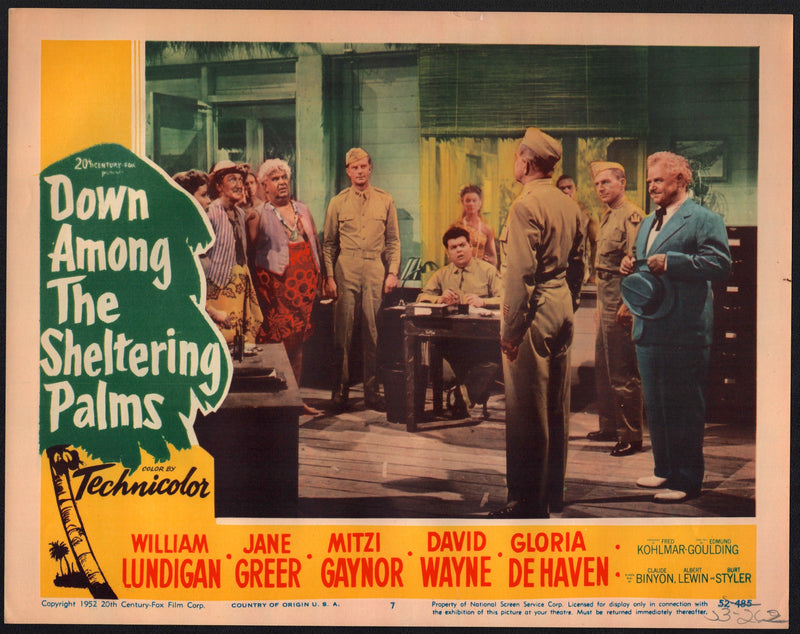 1952 Down Among the Sheltering Palms #7 Lobby Card 11x14 Mitzi Gaynor - TvMovieCards.com