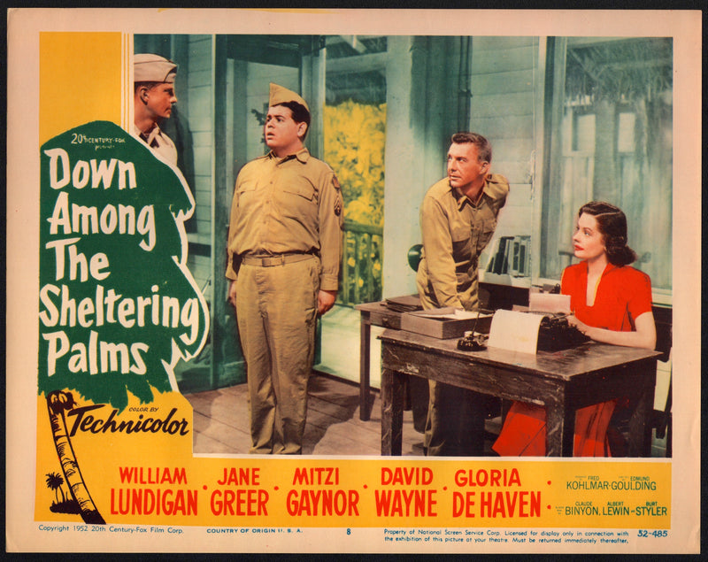 1952 Down Among the Sheltering Palms #8 Lobby Card 11x14 Mitzi Gaynor - TvMovieCards.com