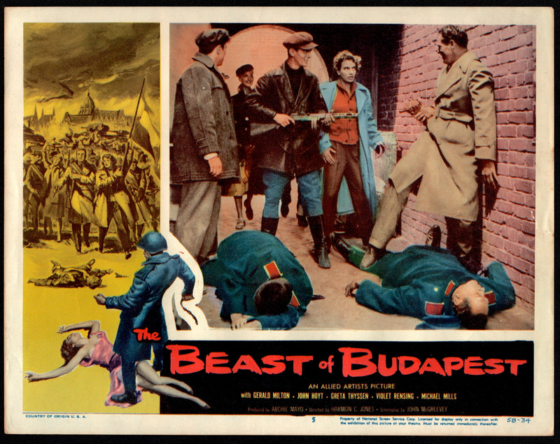 1958 The Beast of Budapest #5 Lobby Card 11x14 Gerald Milton Michael Mills Viole - TvMovieCards.com