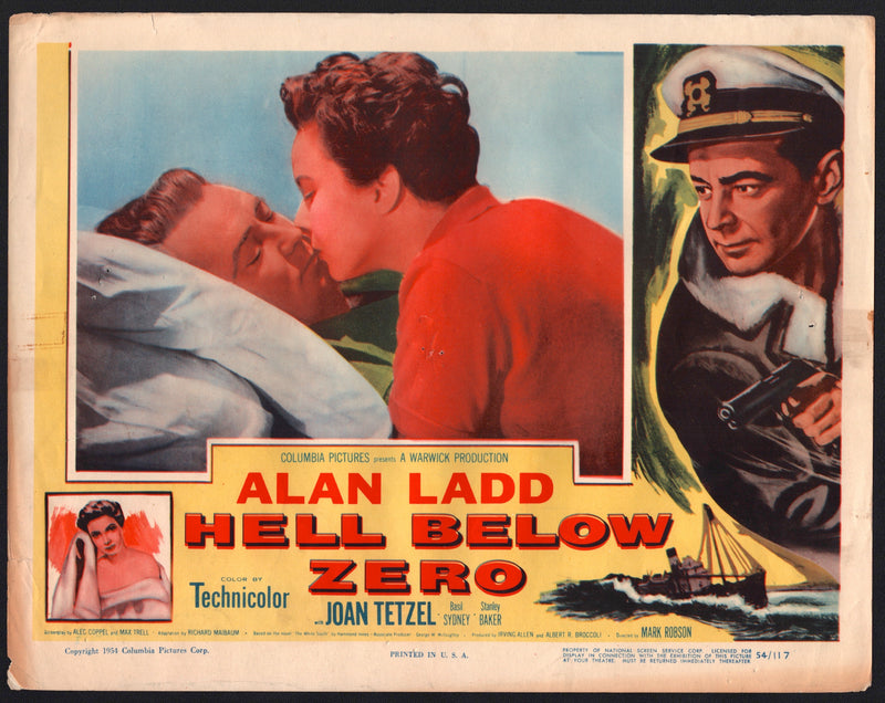 1954 Hell Below Zero Lobby Card 11x14 Alan Ladd Joan Tetzel Basil Sydney - TvMovieCards.com