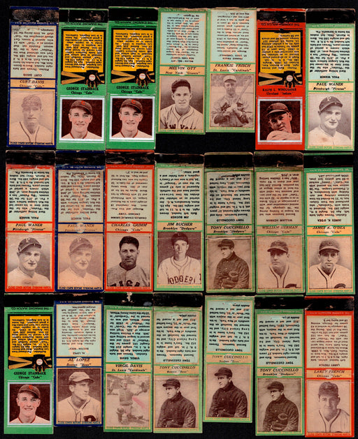 1934-1937 Diamond Matchbook Cover Baseball Lot HOF Melvin Ott Frisch Waner Lopez - TvMovieCards.com