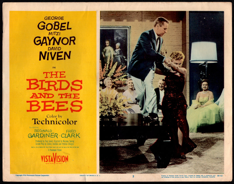 1956 The Birds and the Bees #5 Lobby Card 11x14 George Gobel Mitzi Gaynor David - TvMovieCards.com